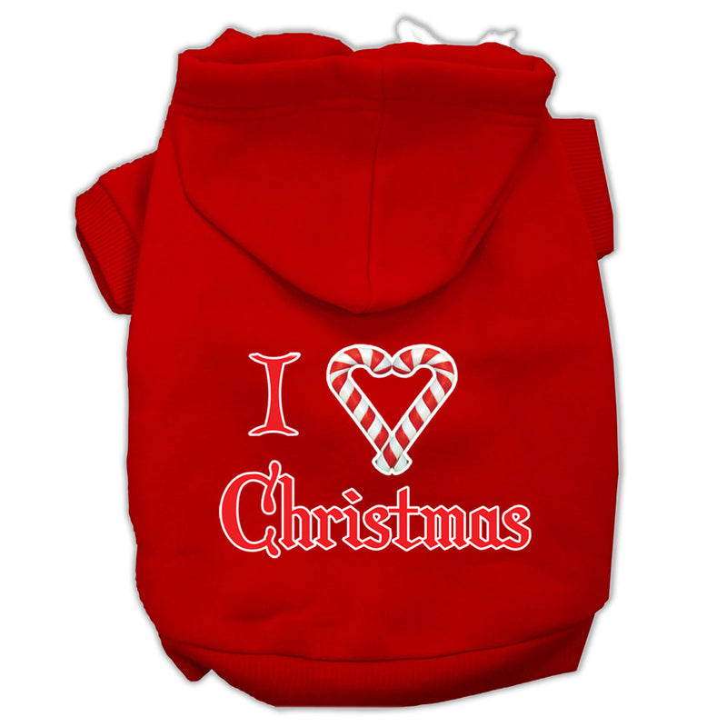 I Heart Christmas Screen Print Pet Hoodies Red Size Med GreatEagleInc