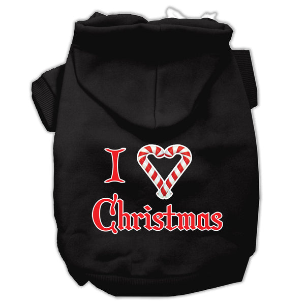 I Heart Christmas Screen Print Pet Hoodies Black Size Sm GreatEagleInc