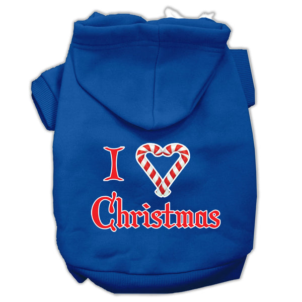 I Heart Christmas Screen Print Pet Hoodies Blue Size Sm GreatEagleInc