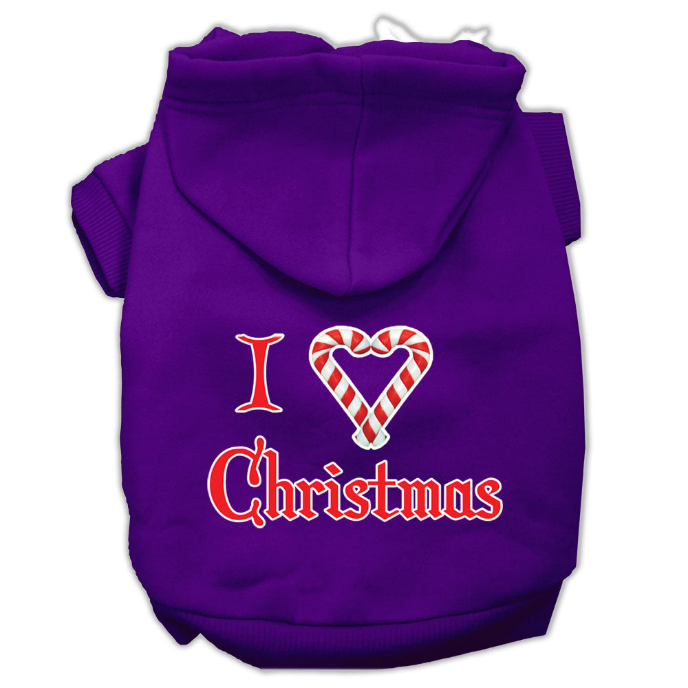I Heart Christmas Screen Print Pet Hoodies Purple Size Sm Default Title