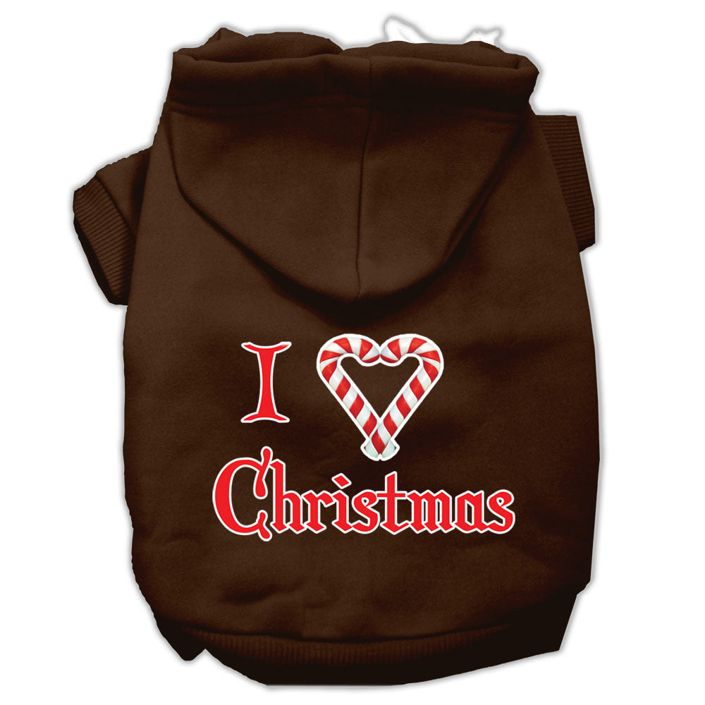 I Heart Christmas Screen Print Pet Hoodies Brown Size Xs GreatEagleInc