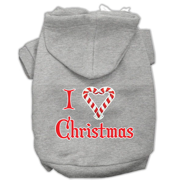 I Heart Christmas Screen Print Pet Hoodies Grey Size Xs GreatEagleInc