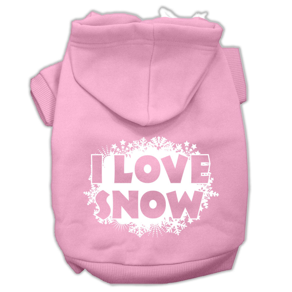 I Love Snow Screenprint Pet Hoodies Light Pink Size S Default Title