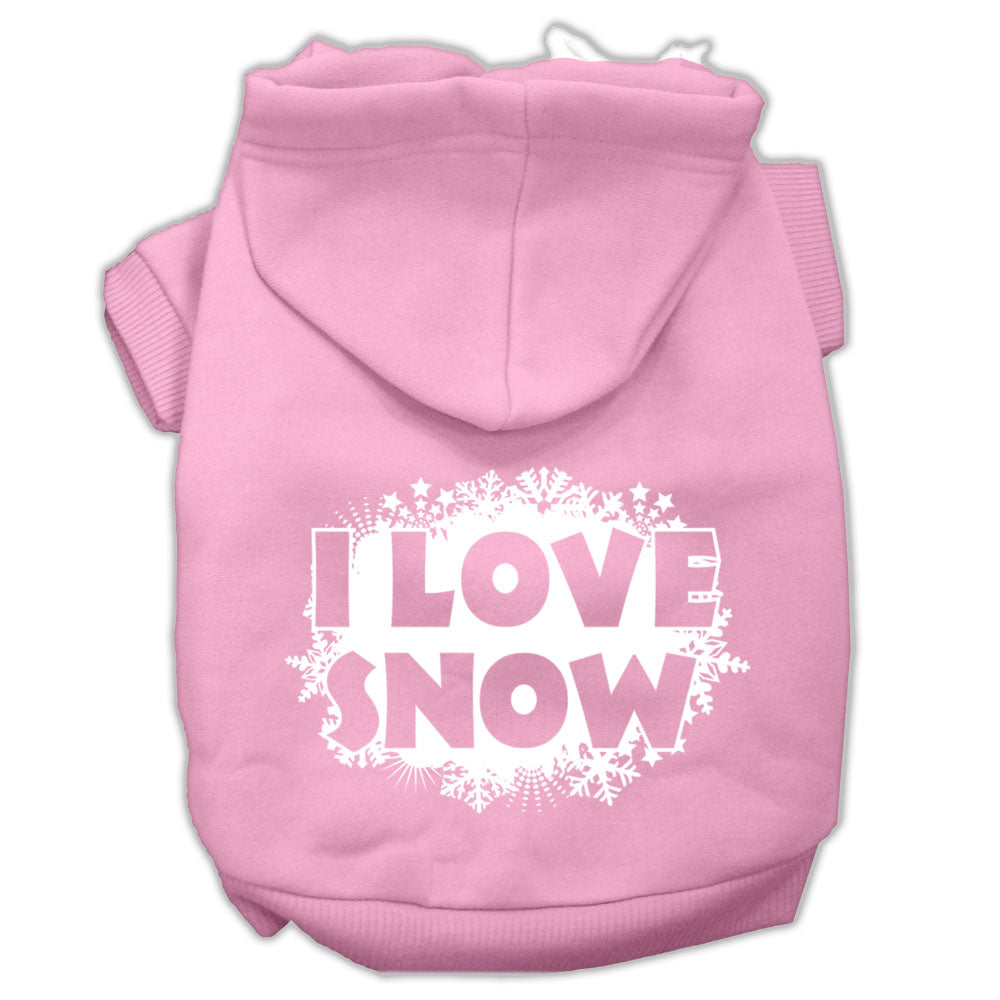 I Love Snow Screenprint Pet Hoodies Light Pink Size Xxxl GreatEagleInc