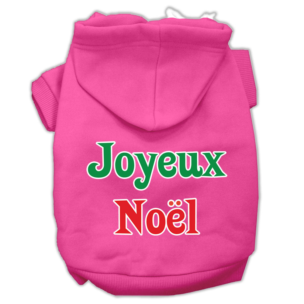 Joyeux Noel Screen Print Pet Hoodies Bright Pink S GreatEagleInc