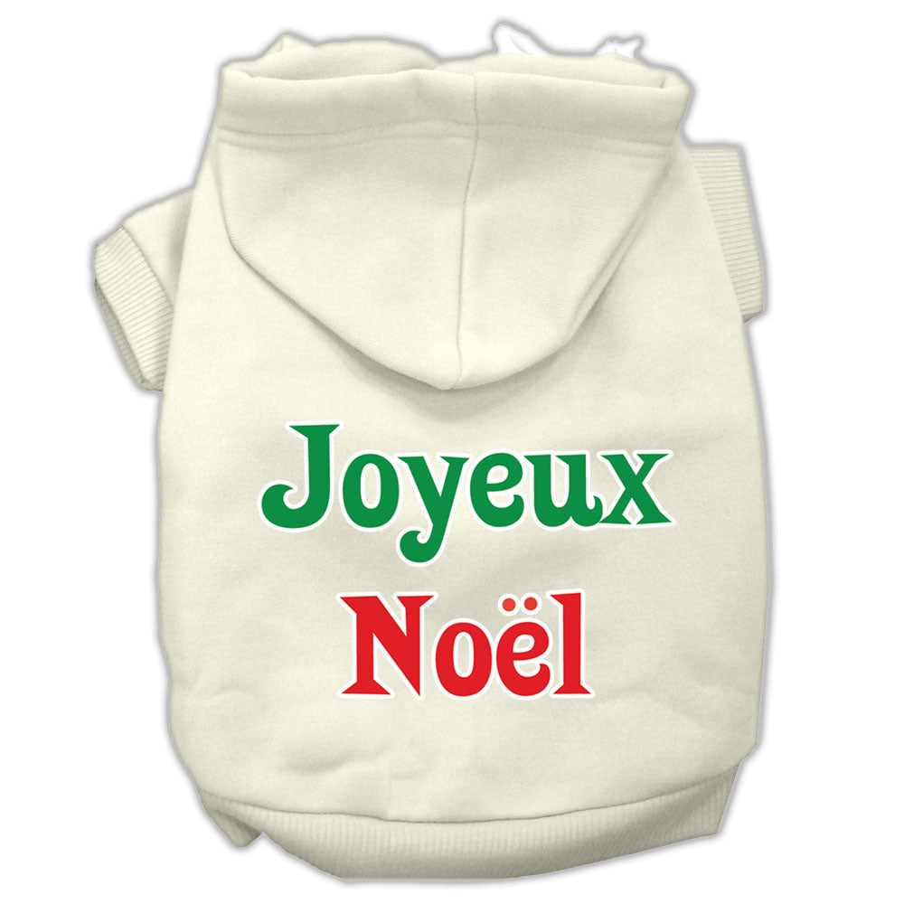 Joyeux Noel Screen Print Pet Hoodies Cream Size Xs GreatEagleInc