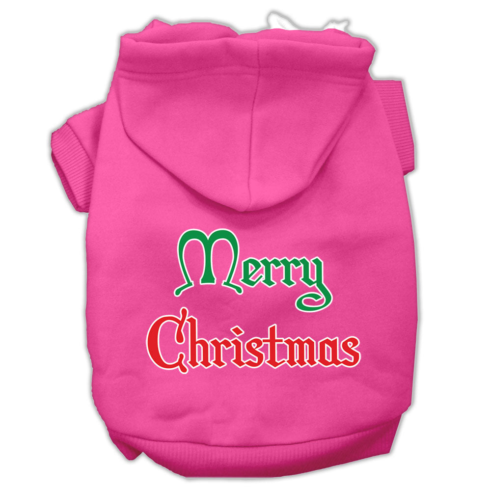 Merry Christmas Screen Print Pet Hoodies Bright Pink Size Lg GreatEagleInc