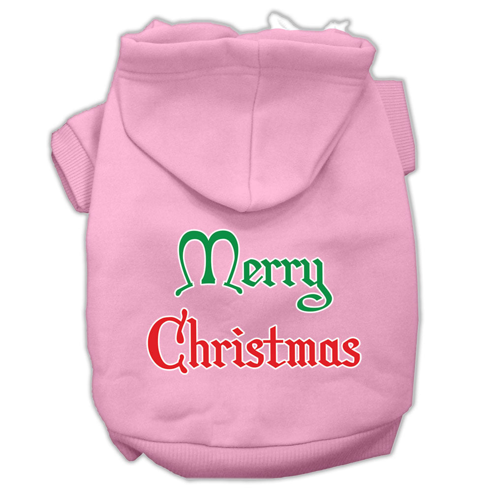 Merry Christmas Screen Print Pet Hoodies Light Pink Size Lg GreatEagleInc