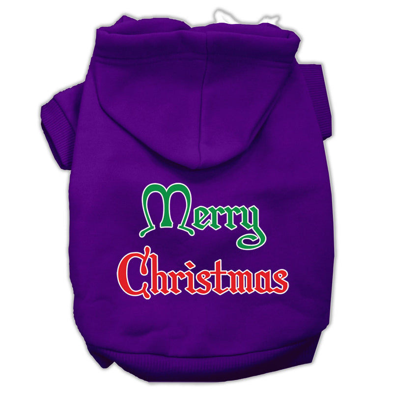 Merry Christmas Screen Print Pet Hoodies Purple Size Lg GreatEagleInc