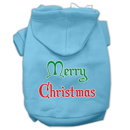 Merry Christmas Screen Print Pet Hoodies Baby Blue Size Med GreatEagleInc