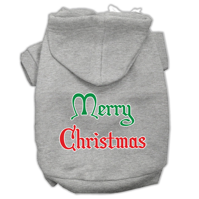 Merry Christmas Screen Print Pet Hoodies Grey Size Med GreatEagleInc