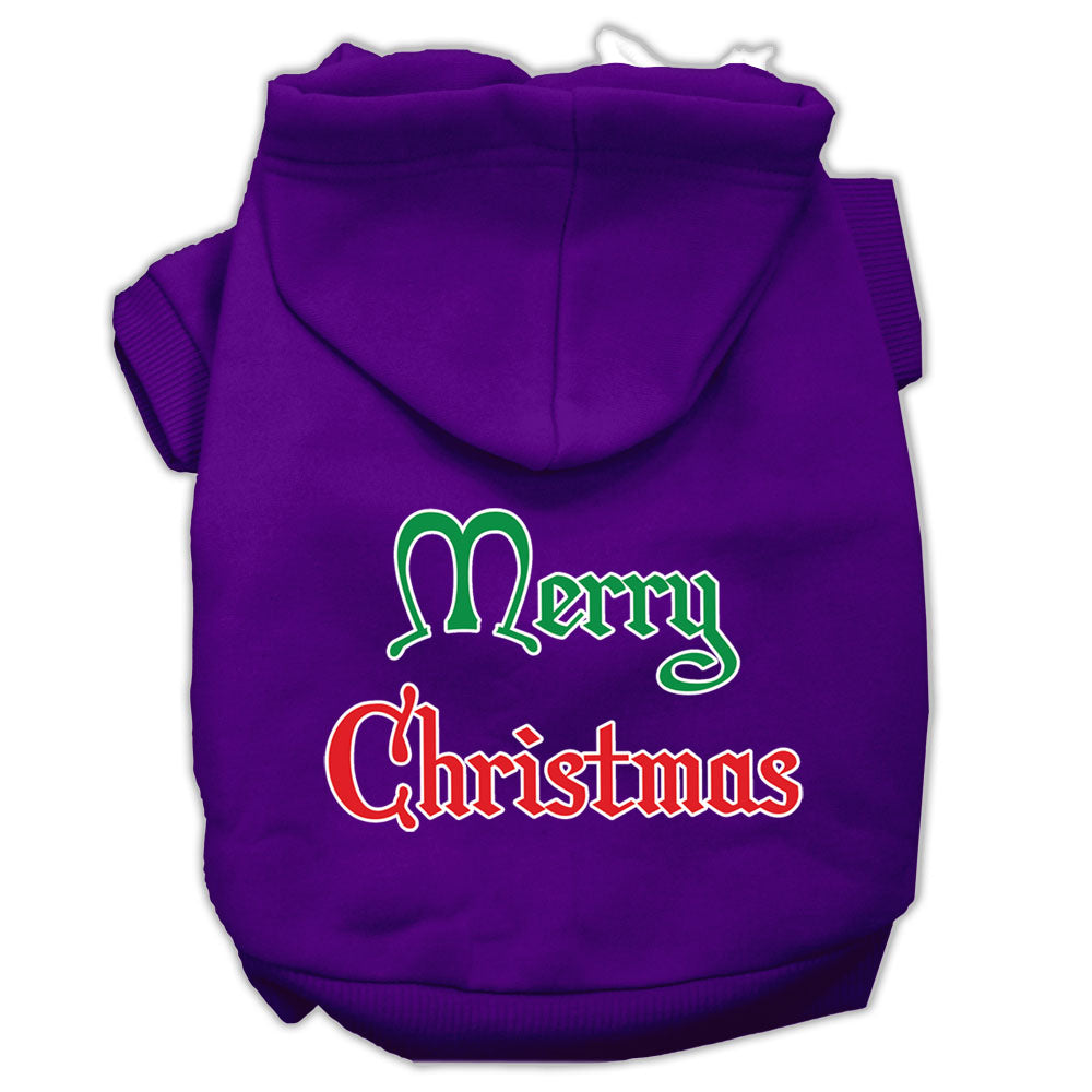 Merry Christmas Screen Print Pet Hoodies Purple Size Med GreatEagleInc