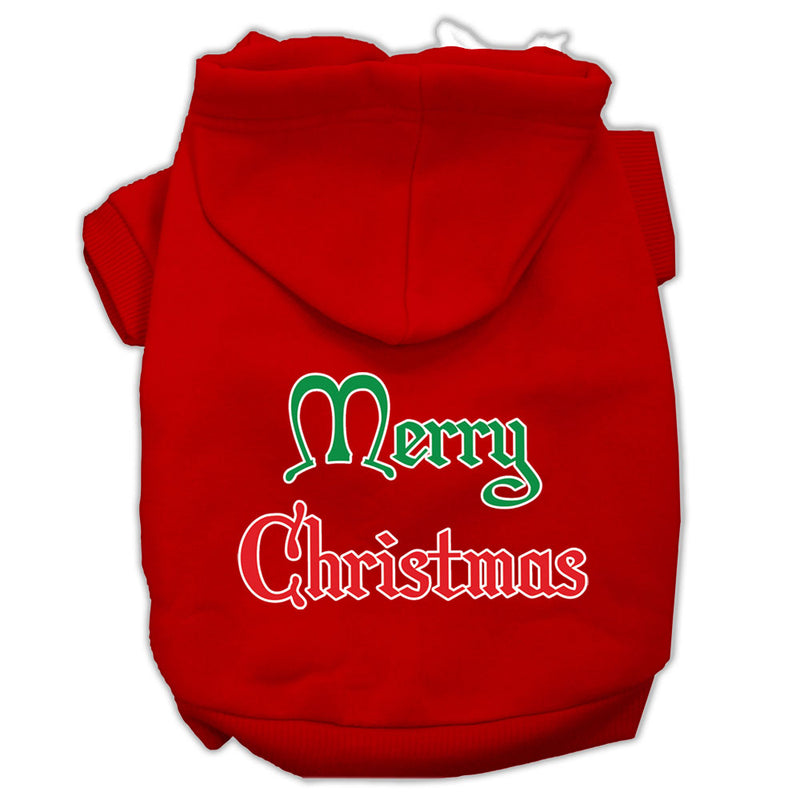 Merry Christmas Screen Print Pet Hoodies Red Size Med GreatEagleInc