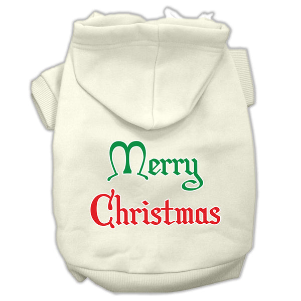 Merry Christmas Screen Print Pet Hoodies Cream Size Sm GreatEagleInc