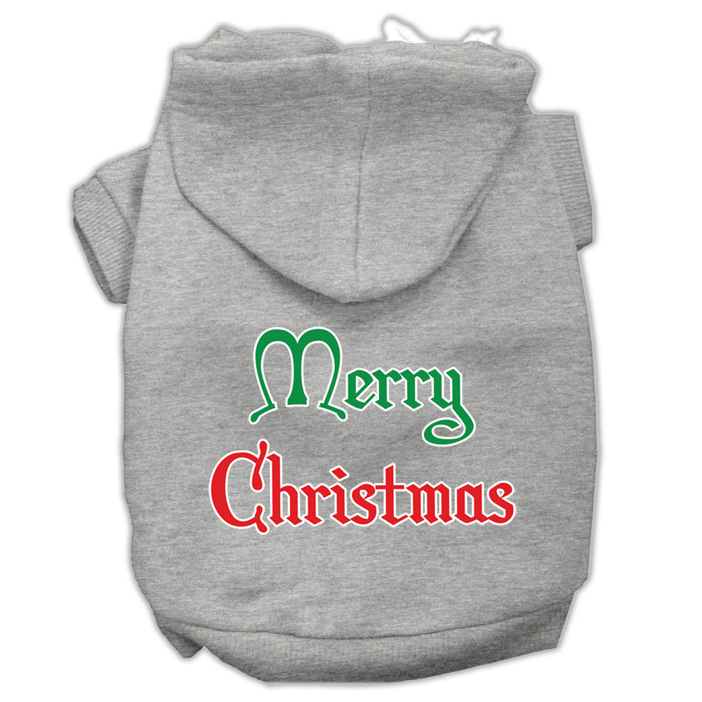 Merry Christmas Screen Print Pet Hoodies Grey Size Xs GreatEagleInc