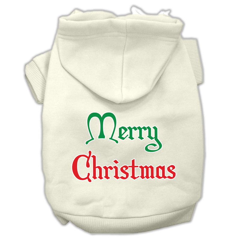 Merry Christmas Screen Print Pet Hoodies Cream Size Xxl GreatEagleInc