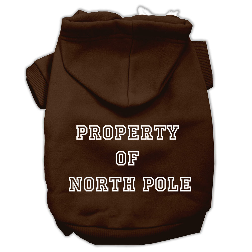 Property Of North Pole Screen Print Pet Hoodies Brown Size L GreatEagleInc