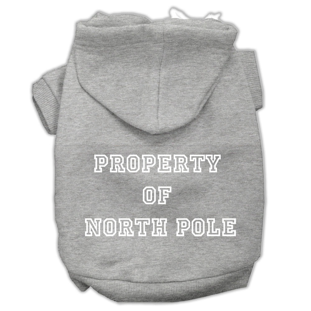 Property Of North Pole Screen Print Pet Hoodies Grey Size L GreatEagleInc