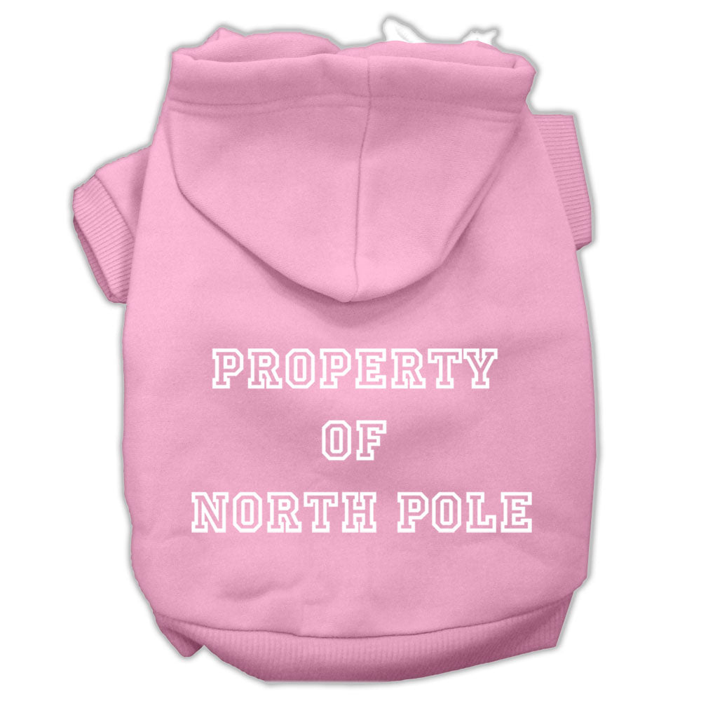 Property Of North Pole Screen Print Pet Hoodies Pink Size L GreatEagleInc