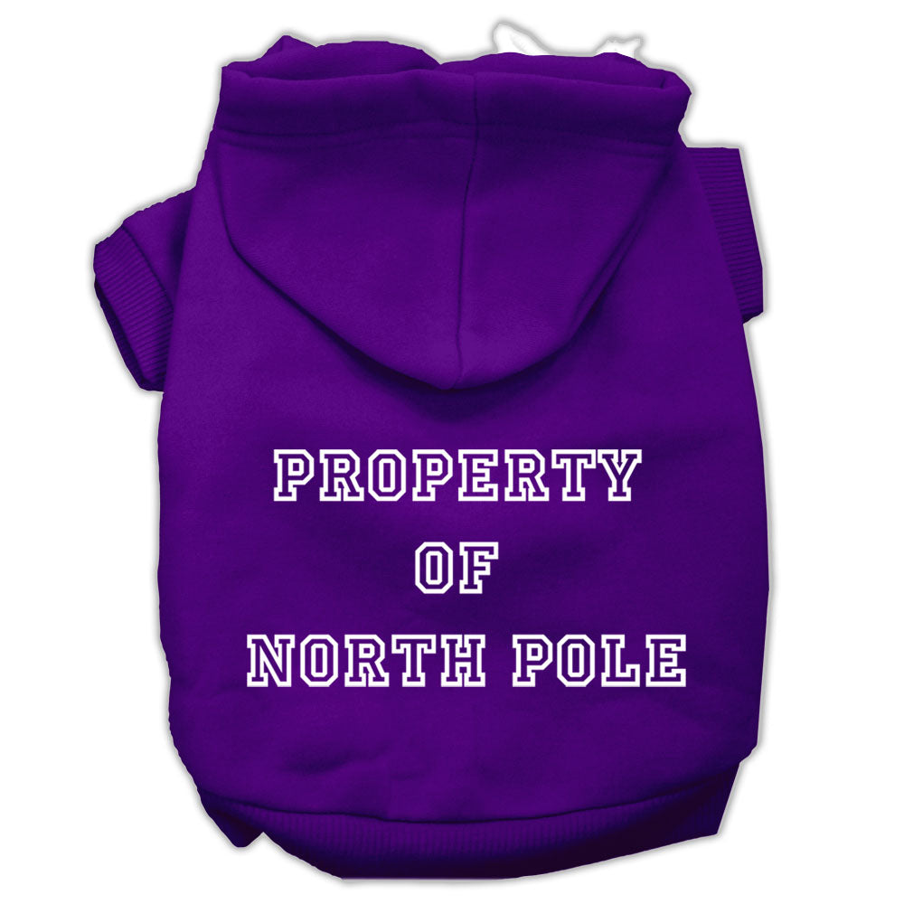 Property Of North Pole Screen Print Pet Hoodies Purple Size L GreatEagleInc