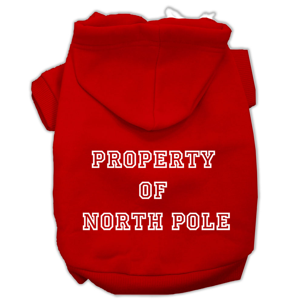 Property Of North Pole Screen Print Pet Hoodies Red Size L GreatEagleInc