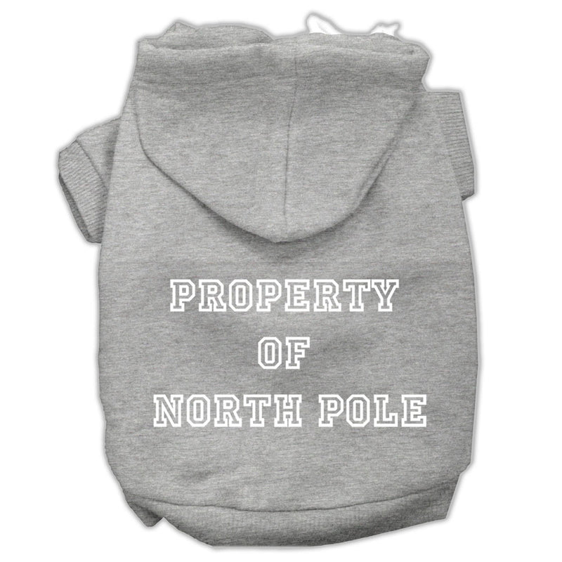 Property Of North Pole Screen Print Pet Hoodies Grey Size S GreatEagleInc