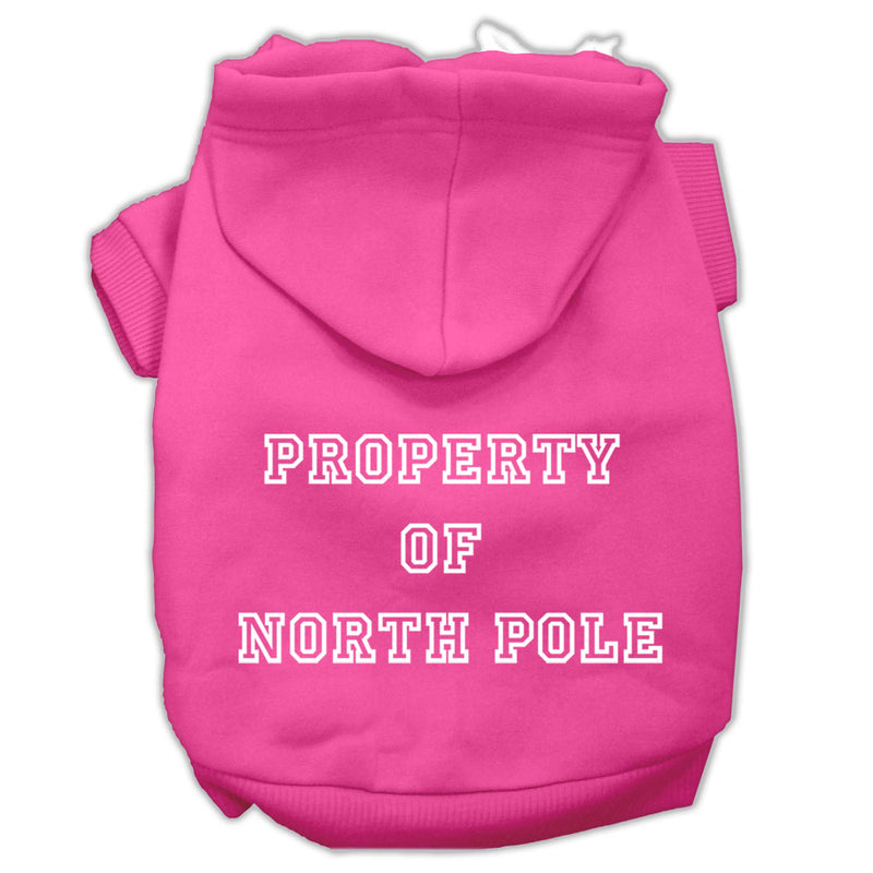 Property Of North Pole Screen Print Pet Hoodies Bright Pink Size Xs GreatEagleInc