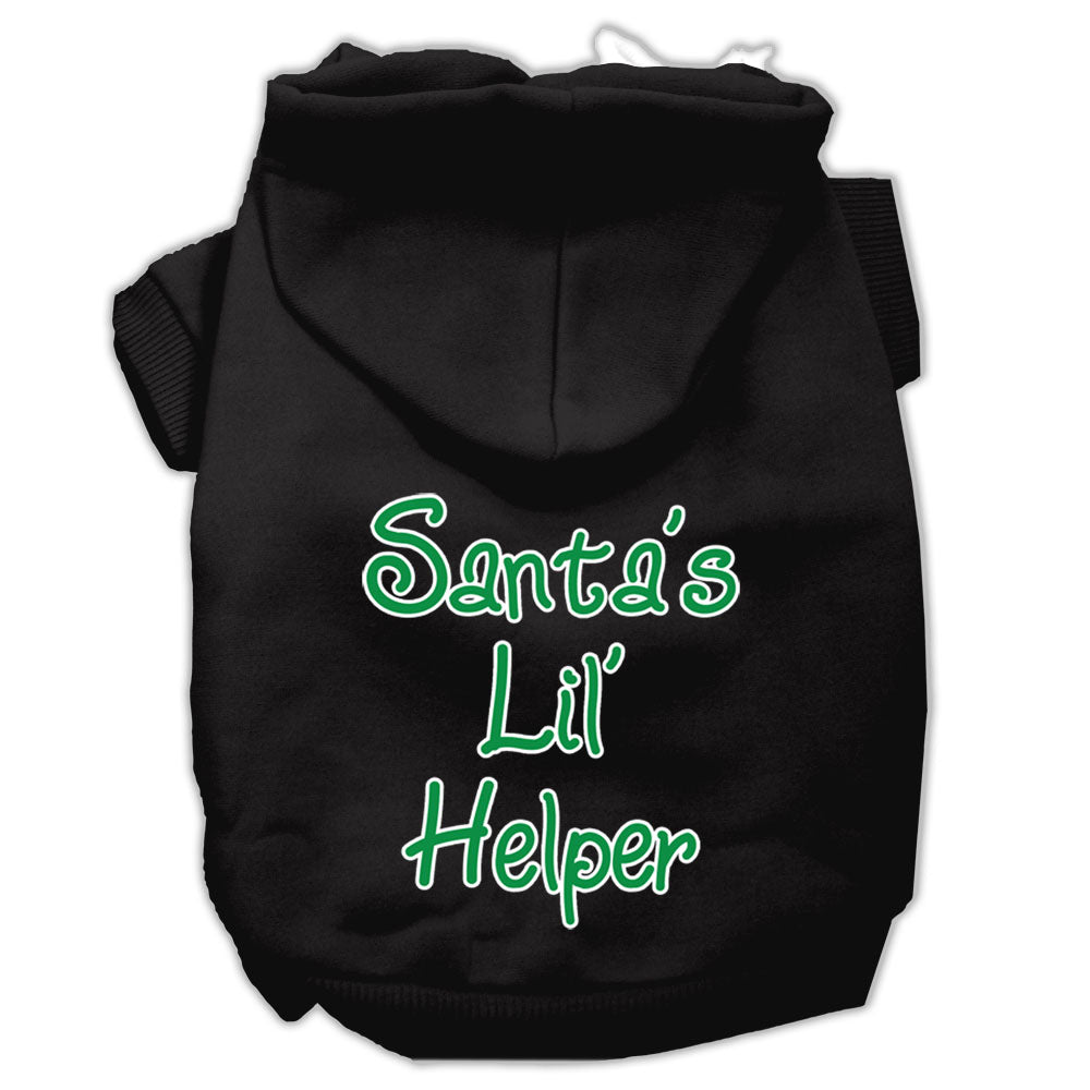 Santa's Lil' Helper Screen Print Pet Hoodies Black Size Lg GreatEagleInc