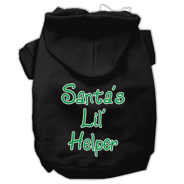 Santa's Lil' Helper Screen Print Pet Hoodies Black Size Lg GreatEagleInc