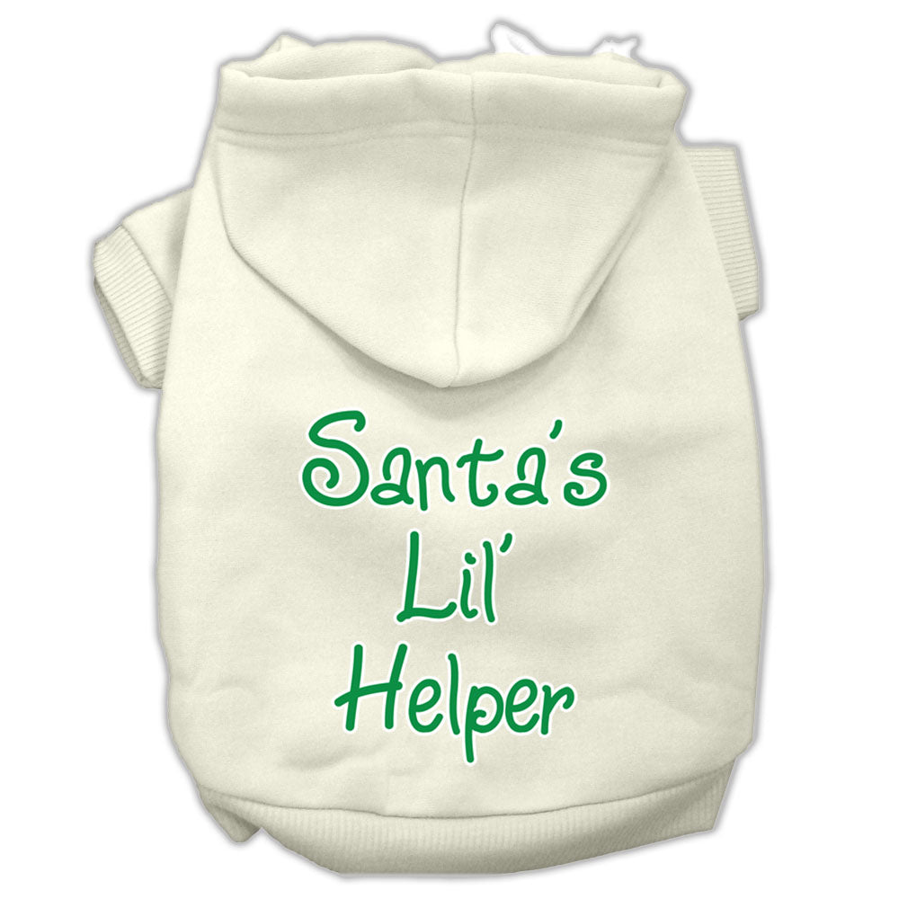 Santa's Lil' Helper Screen Print Pet Hoodies Cream Size Lg GreatEagleInc