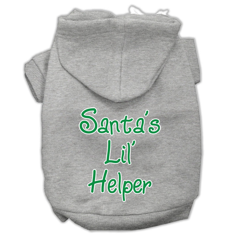 Santa's Lil' Helper Screen Print Pet Hoodies Grey Size Lg GreatEagleInc