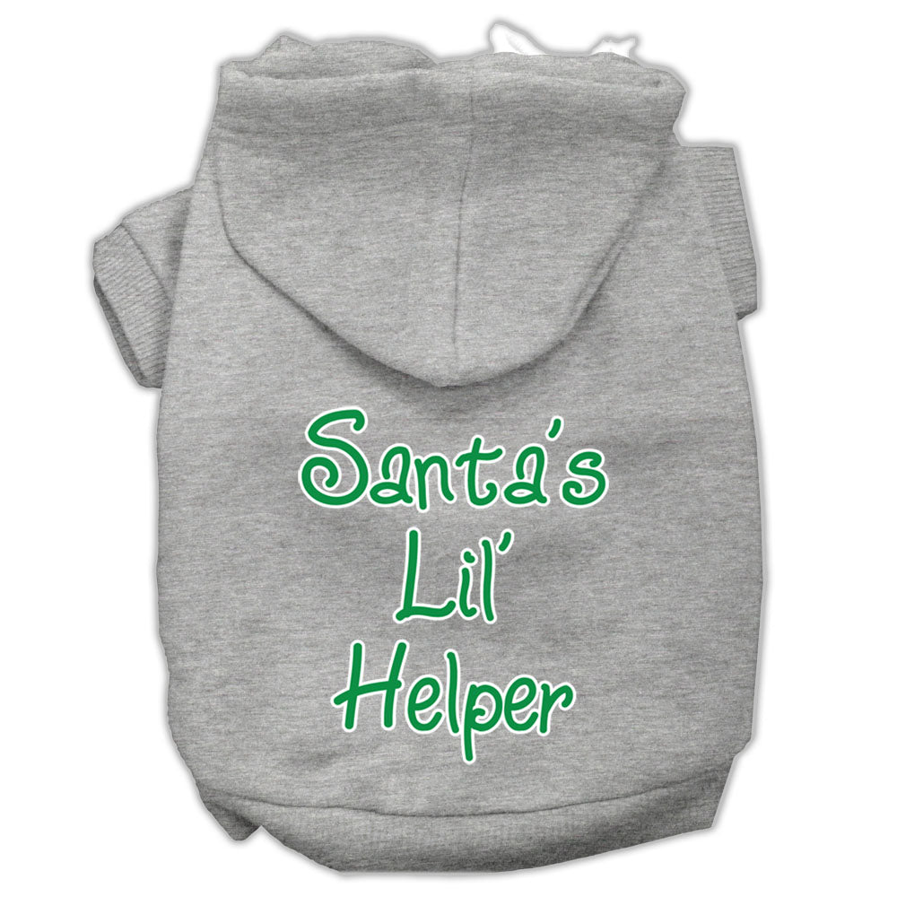 Santa's Lil' Helper Screen Print Pet Hoodies Grey Size Med GreatEagleInc