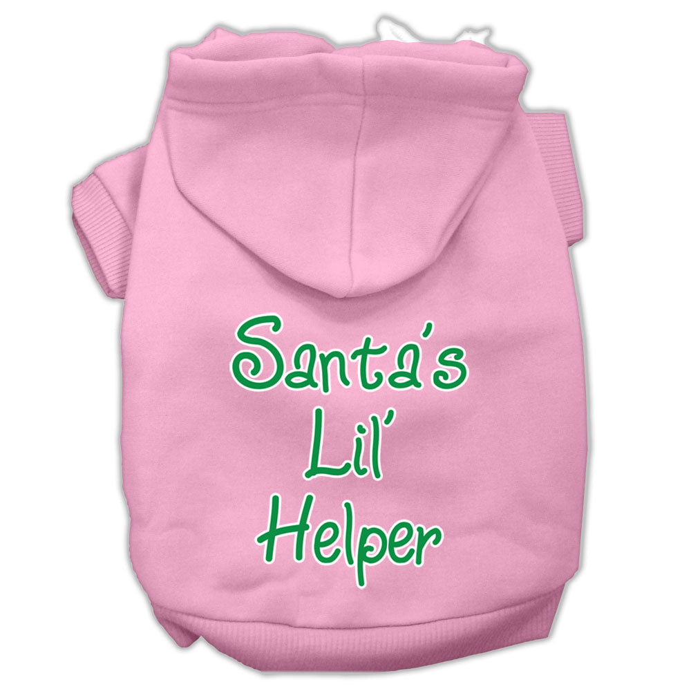 Santa's Lil' Helper Screen Print Pet Hoodies Light Pink Size Med GreatEagleInc