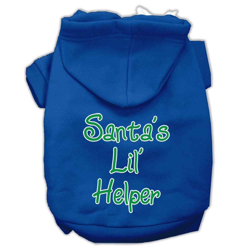 Santa's Lil' Helper Screen Print Pet Hoodies Blue Size Xl GreatEagleInc
