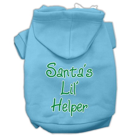 Santa's Lil' Helper Screen Print Pet Hoodies Baby Blue Size Xs GreatEagleInc