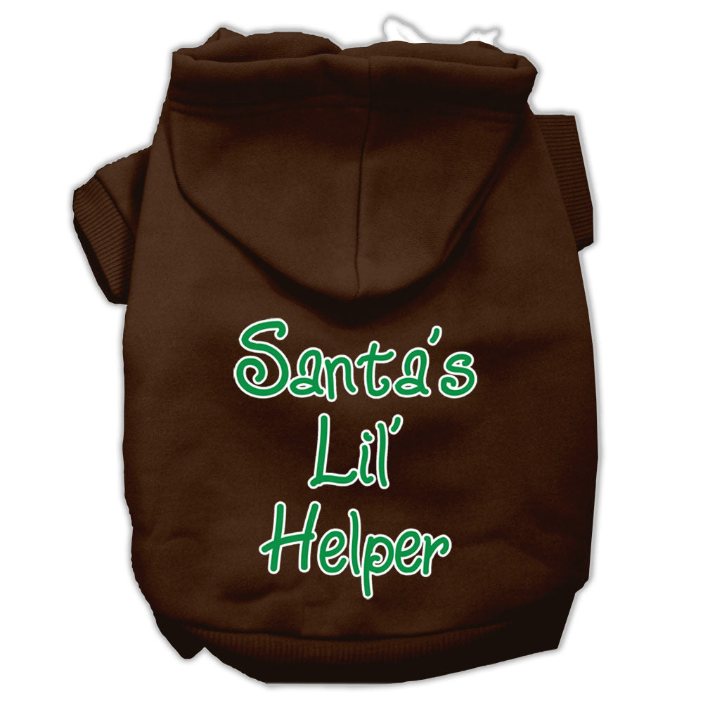 Santa's Lil' Helper Screen Print Pet Hoodies Brown Size Xs GreatEagleInc