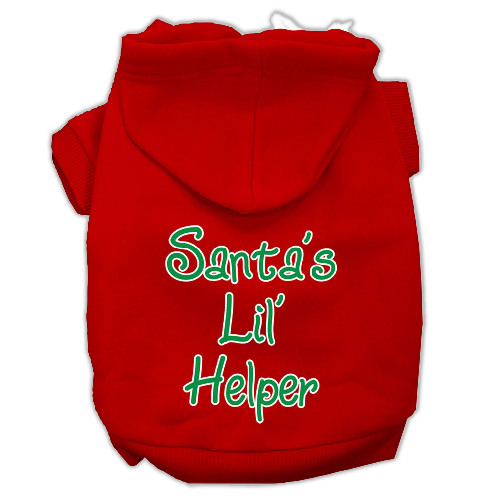 Santa's Lil' Helper Screen Print Pet Hoodies Red Size Xxl GreatEagleInc