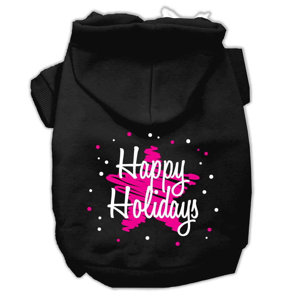 Scribble Happy Holidays Screenprint Pet Hoodies Black Size L GreatEagleInc
