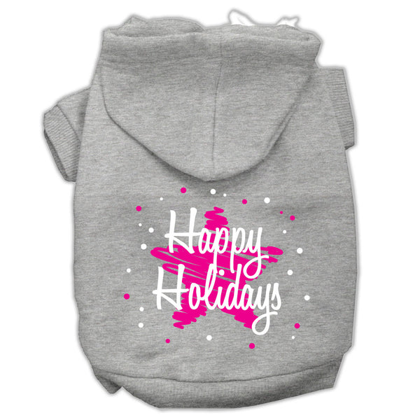 Scribble Happy Holidays Screenprint Pet Hoodies Grey Size L GreatEagleInc