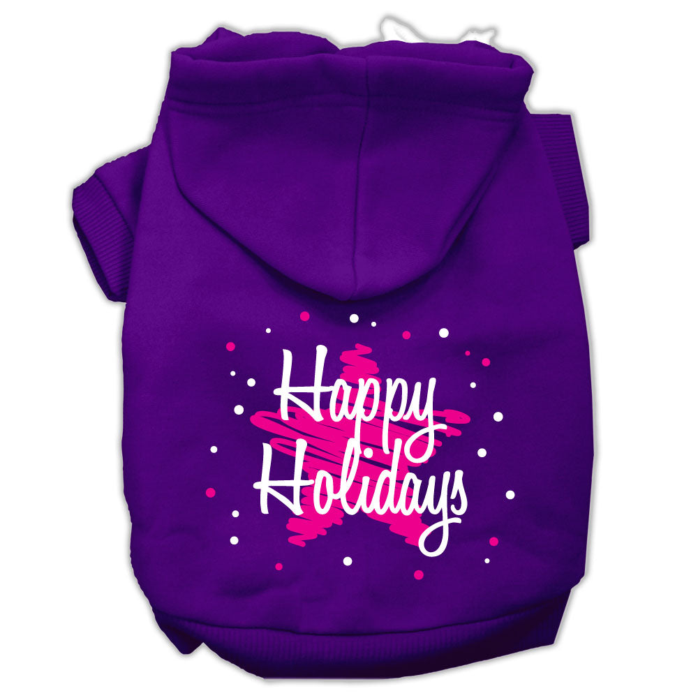 Scribble Happy Holidays Screenprint Pet Hoodies Purple Size L GreatEagleInc