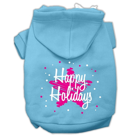 Scribble Happy Holidays Screenprint Pet Hoodies Baby Blue Size Xl Default Title