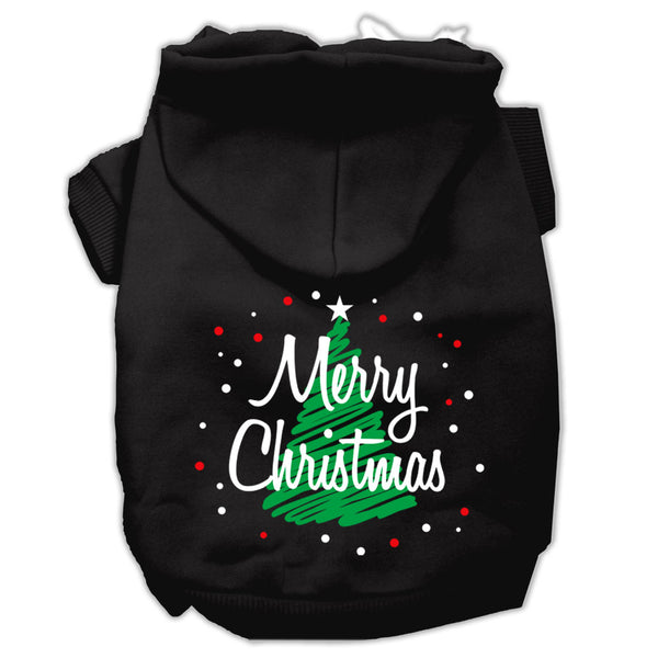 Scribbled Merry Christmas Screenprint Pet Hoodies Black Size L GreatEagleInc