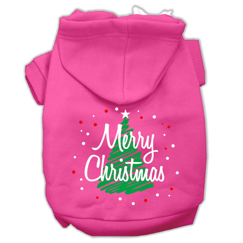 Scribbled Merry Christmas Screenprint Pet Hoodies Bright Pink Size L GreatEagleInc