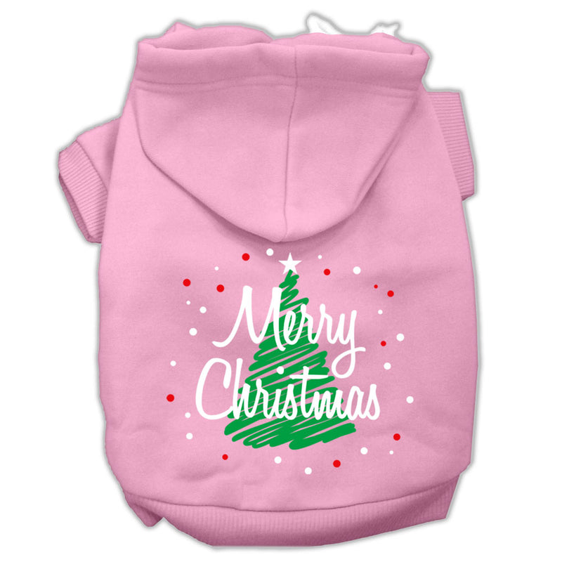 Scribbled Merry Christmas Screenprint Pet Hoodies Light Pink Size L GreatEagleInc