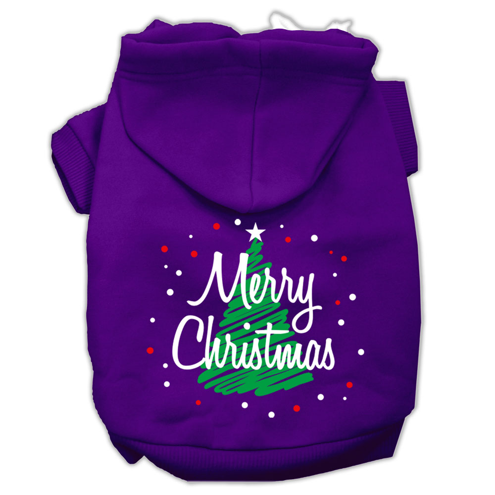 Scribbled Merry Christmas Screenprint Pet Hoodies Purple Size L GreatEagleInc