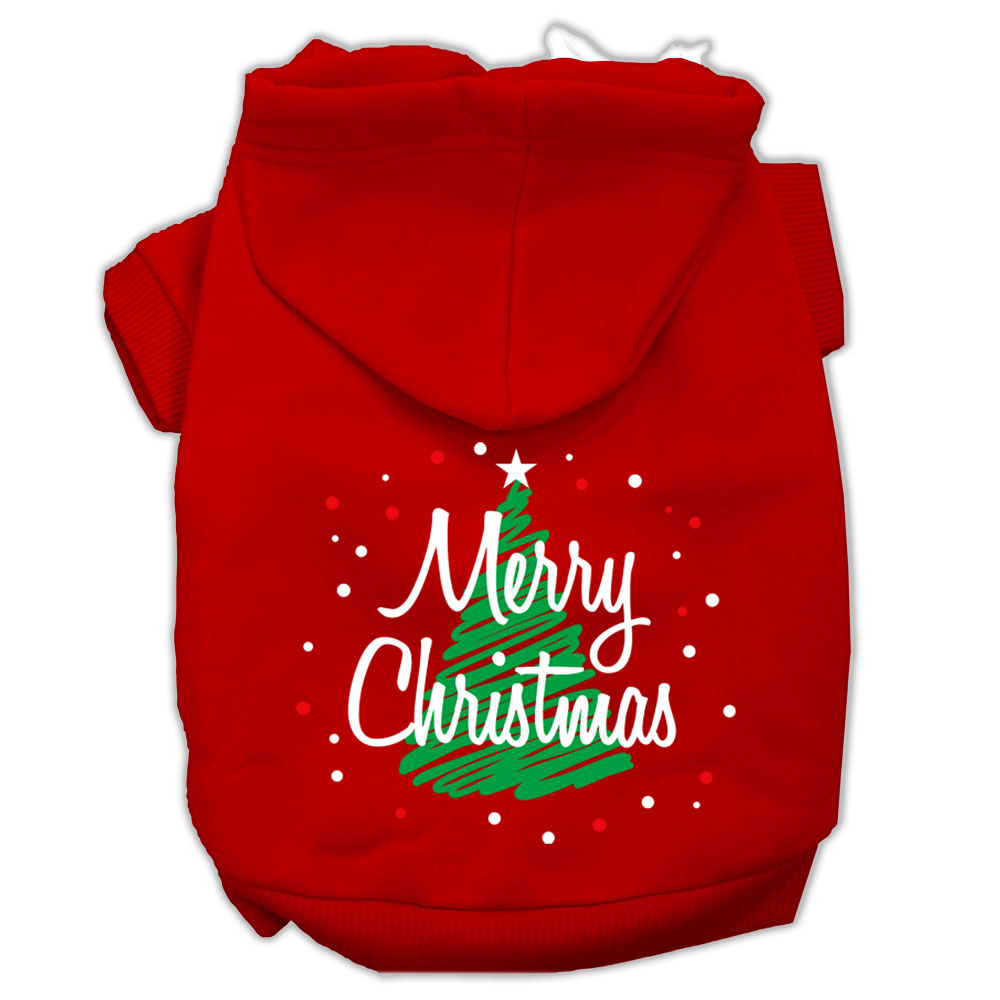 Scribbled Merry Christmas Screenprint Pet Hoodies Red Size M Default Title