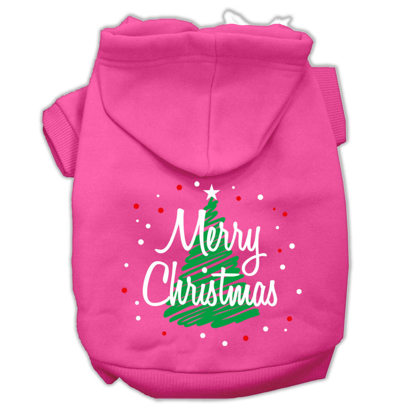 Scribbled Merry Christmas Screenprint Pet Hoodies Bright Pink Size S GreatEagleInc