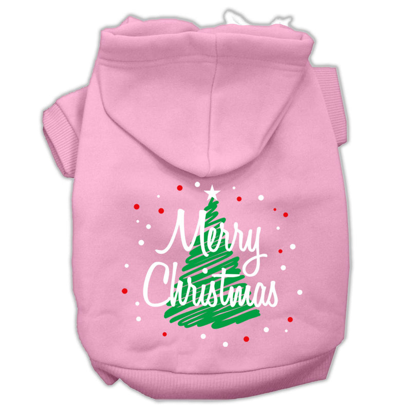 Scribbled Merry Christmas Screenprint Pet Hoodies Light Pink Size S GreatEagleInc