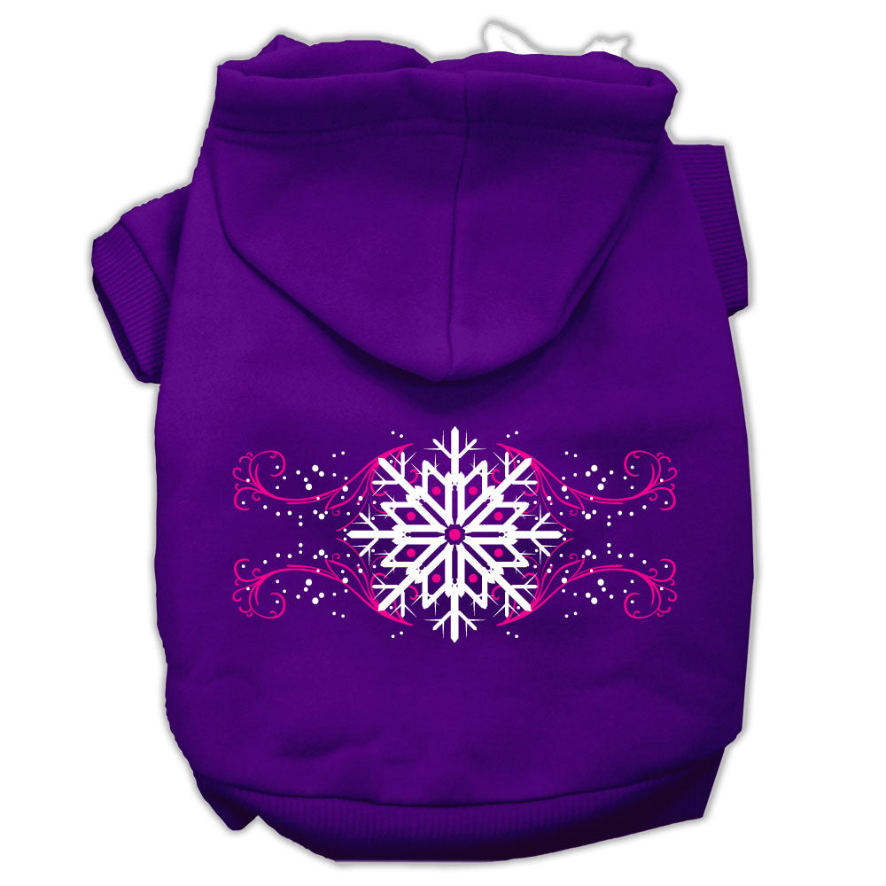 Pink Snowflake Swirls Screenprint Pet Hoodies Purple Size Xl GreatEagleInc