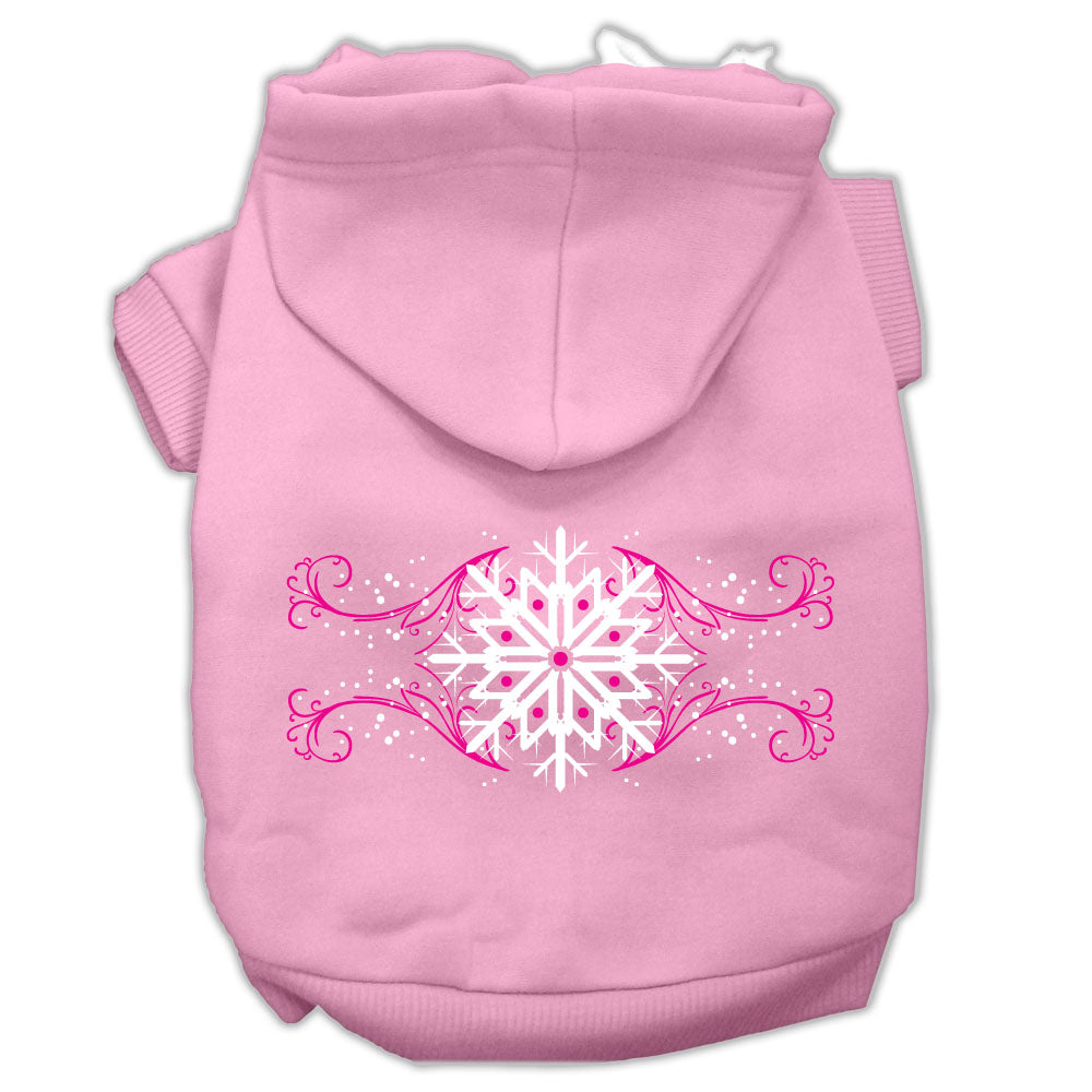 Pink Snowflake Swirls Screenprint Pet Hoodies Light Pink Size Xs GreatEagleInc